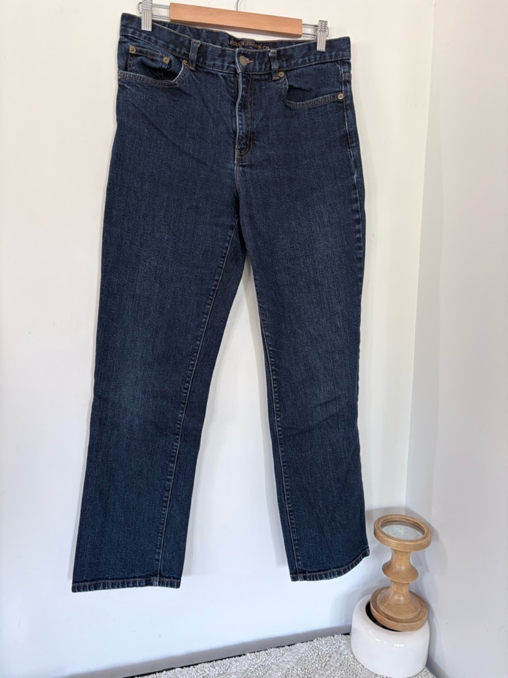 RALPH LAUREN JEANS Mid Rise Dark Wash Straight Leg Denim Jeans Zip Fly EUC Sz 10